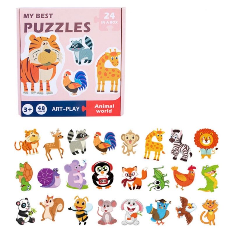24 puzzles diácticos de 2 piezas