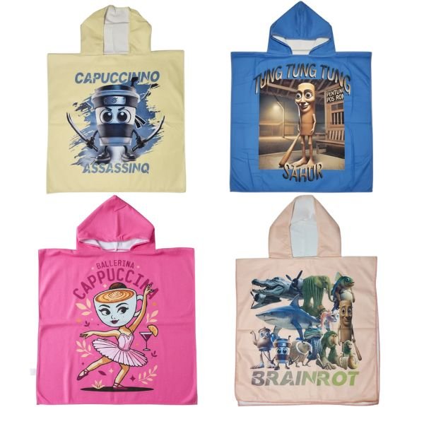 Poncho toalla brainrot