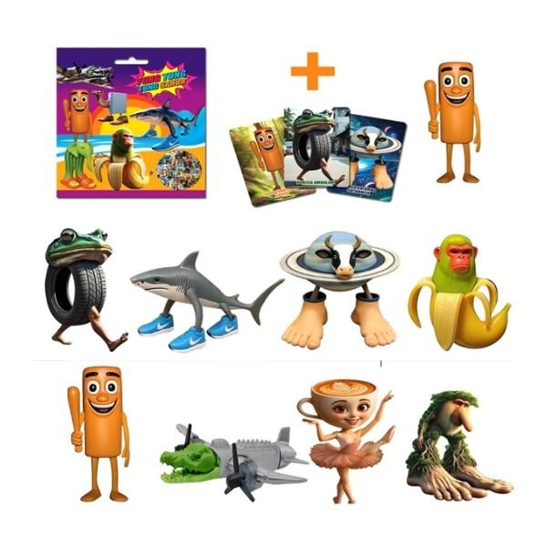 Muñeco sorpresa brainrot con cartas