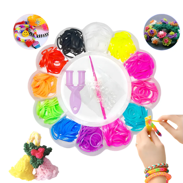 Set De Gomitas Para Pulseras 300 Unidades + Accesorios De Armado