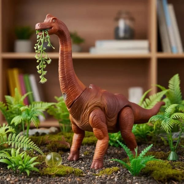 Dinosaurio camina y pone huevo