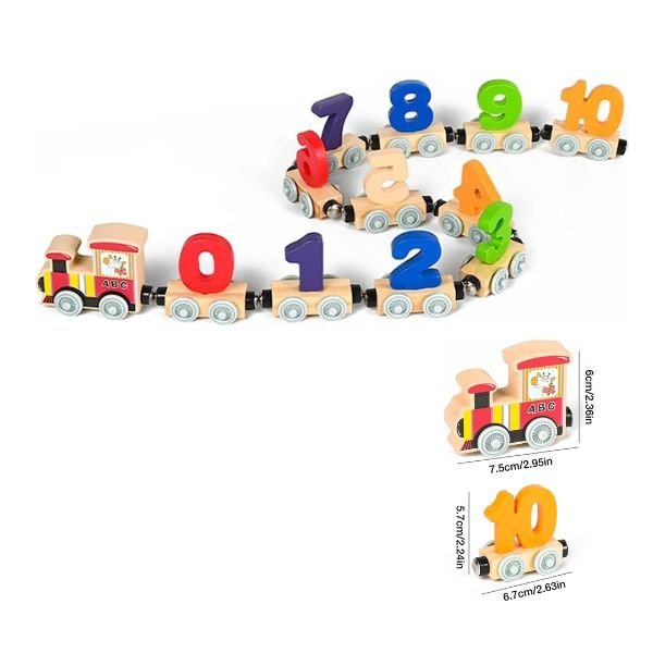 Tren de madera con números