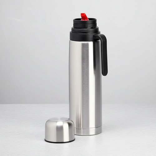 Termo 1 Litro Acero Inox. Doble Capa Manija Pico Cebador Acero Inoxidable