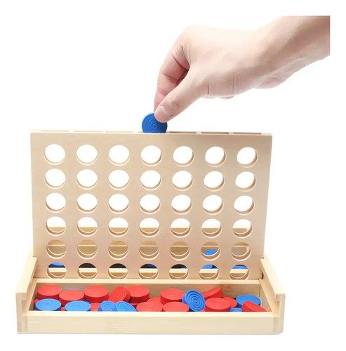 Juego De Mesa Conecta Cuatro Madera 4 En Linea Montessori