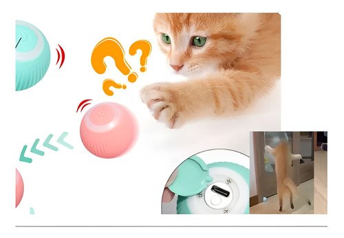 Juguete Gato Bola Interactivo Inteligente Recargable Automat Azul - Imagen 3