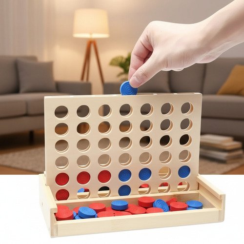 Juego De Mesa Conecta Cuatro Madera 4 En Linea Montessori - Imagen 8