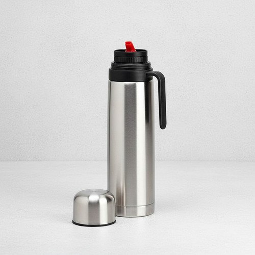 Termo 1 Litro Acero Inox. Doble Capa Manija Pico Cebador Acero Inoxidable - Imagen 7