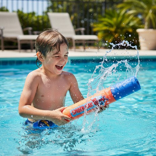 Pistola De Agua Spiderman Tubo Espuma Lanzador Agua Spider Man - Imagen 4