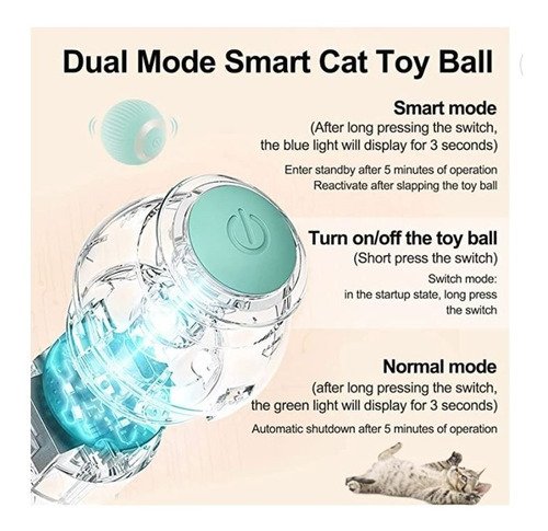Juguete Gato Bola Interactivo Inteligente Recargable Automat Azul - Imagen 6