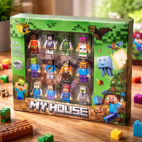 Muñecos Minecraft Kit Personajes Figuras X 12 Juguete - Imagen 22