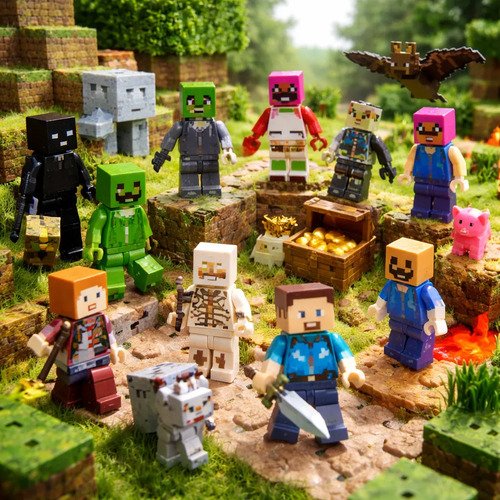 Muñecos Minecraft Kit Personajes Figuras X 12 Juguete - Imagen 26