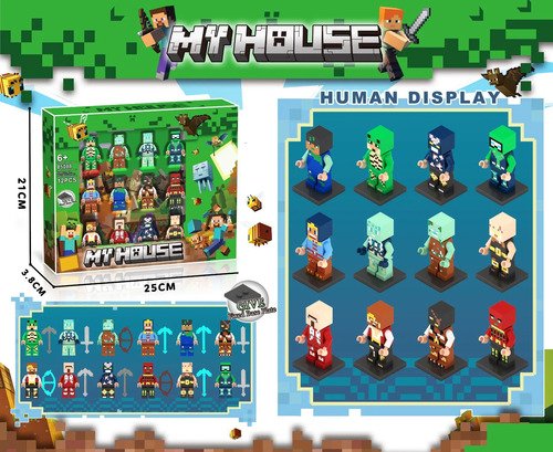 Muñecos Minecraft Kit Personajes Figuras X 12 Juguete - Imagen 23