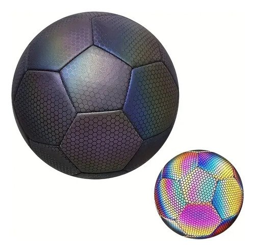 Pelota De Futbol Reflectiva Luminosa N5 Brillo Multicolor - Imagen 3