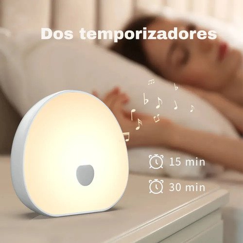 Parlante De Sonido Blanco Para Dormir Con Luz Veladora Blanco - Imagen 3