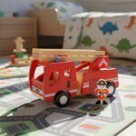 Camión De Bomberos De Madera Con Figura Didáctico Montessori Bombero Rojo - Imagen 3