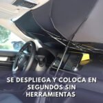 Quitasol Sombrilla Auto Parasol Parabrisas Retráctil Plegable Protección Uv 135x78cm Metal Cromado Térmico Estuche... Lisa Negro - Imagen 5