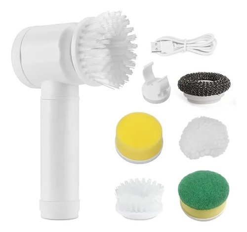 Cepillo Giratorio Limpieza Inalámbrico Baño Hongos 5 En 1 Blanco