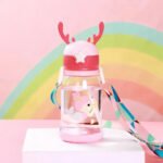 Botella Con Pajita Vaso Con Correa Kawaii Rosa - Imagen 2