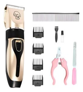 Set Completo Corta Pelo Para Perro Y Gato Mascotas Usb Negro Y Dorado