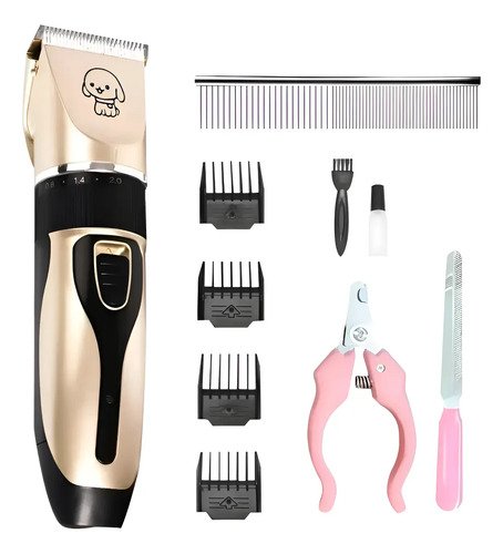 Set Completo Corta Pelo Para Perro Y Gato Mascotas Usb Negro Y Dorado