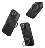 Funda Negra Con Anillo Soporte Para iPhone 16 Plus Antigolpe Negro - Imagen 2
