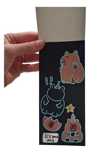 Libreta Scratch Capibara Y Acuarelas 2 En 1 Carpincho Viral Negro - Imagen 3