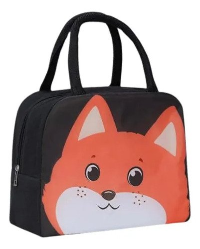 Lunchera Lonchera Infantil Térmica Con Asas Animales Diseño Negro