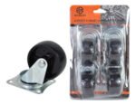 Kit De 4 Ruedas De 50mm Para Muebles Ruedas Giratorias 360 Negro - Imagen 2