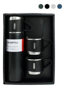 Termo Con Set De 3 Tazas Para Frio Y Caliente Negro