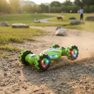 Auto Acrobático Control Por Gestos 4x4 Sonido Humo Luces Verde Lima
