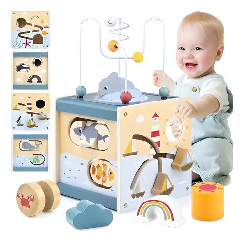 Cubo Didactico Madera Infantil Juguete Encastre Montessori Madera