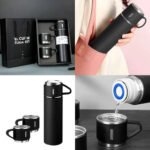 Termo Con Set De 3 Tazas Para Frio Y Caliente Negro - Imagen 2