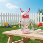 Botella Con Pajita Vaso Con Correa Kawaii Rosa - Imagen 4