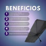 Quitasol Sombrilla Auto Parasol Parabrisas Retráctil Plegable Protección Uv 135x78cm Metal Cromado Térmico Estuche... Lisa Negro - Imagen 3
