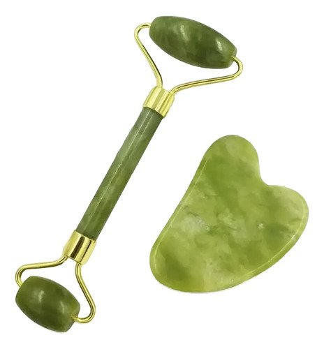 Rodillo Facial Cuarzo Rosa+gua Sha Masaje Facial Antiarrugas Todo Tipo De Piel Día/noche