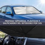 Quitasol Sombrilla Auto Parasol Parabrisas Retráctil Plegable Protección Uv 135x78cm Metal Cromado Térmico Estuche... Lisa Negro - Imagen 7