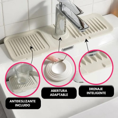 Escurridor De Silicona Premium Anti Salpicaduras Para Pileta Gris - Imagen 3