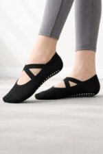 Medias Balerina Antideslizantes Yoga Pilates Gimnasio 36-40 Negro 36-40 - Imagen 6
