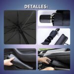 Quitasol Sombrilla Auto Parasol Parabrisas Retráctil Plegable Protección Uv 135x78cm Metal Cromado Térmico Estuche... Lisa Negro - Imagen 6