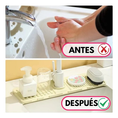 Escurridor De Silicona Premium Anti Salpicaduras Para Pileta Gris - Imagen 2
