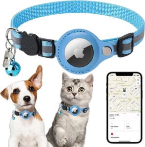 Collar Porta Airtag Para Gatos Con Cascabel Air Tag Case Celeste