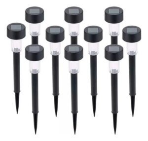 Lampara Luz Solar Recargable Led Jardin Farol Cesped Pasto Negro
