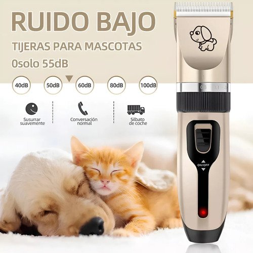 Set Completo Corta Pelo Para Perro Y Gato Mascotas Usb Negro Y Dorado - Imagen 6