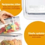Juego De 7 Recipientes Frascos Herméticos Cocina Apilables Transparente - Imagen 5