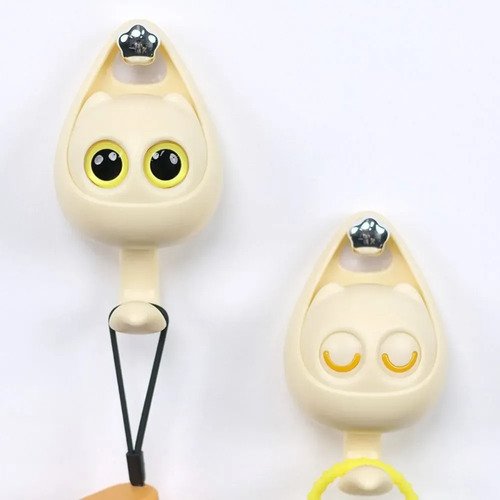 Perchero Gatito Gancho Adhesivo Con Forma De Gato Ojos Amarillo