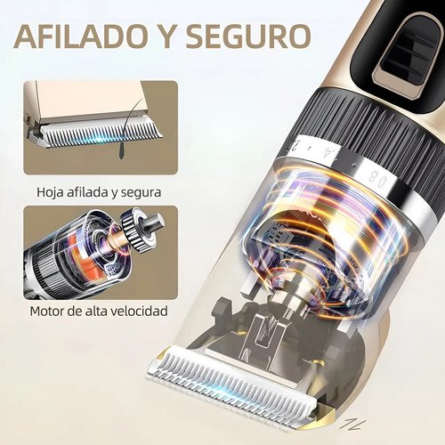 Set Completo Corta Pelo Para Perro Y Gato Mascotas Usb Negro Y Dorado - Imagen 3