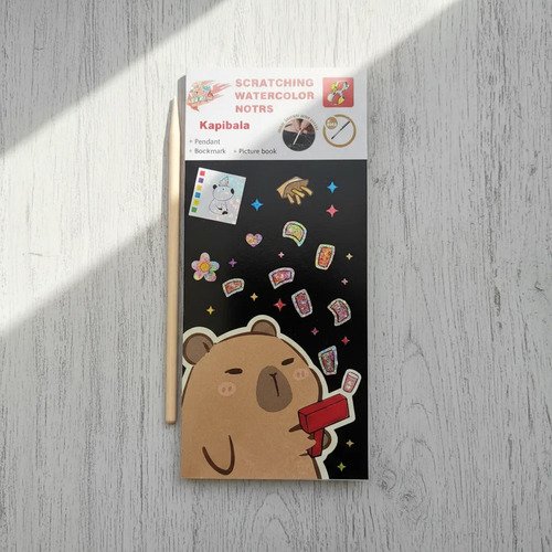 Libreta Scratch Capibara Y Acuarelas 2 En 1 Carpincho Viral Negro - Imagen 6