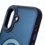 Funda Jd Case Premium Con Anillo Soporte Para iPhone 16 Plus Azul Marino Transparente En El Cuerpo Con Tono Gris - Imagen 5