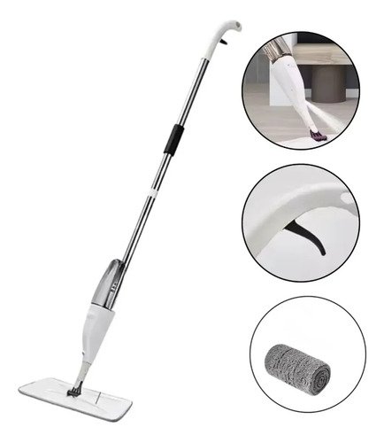 Mopa Con Spray Botella Dispensadora Mopa Lampazo Trapeador Blanco