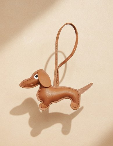 Llavero Eco Cuero Perro Dachshund Salchicha Charm Marrón